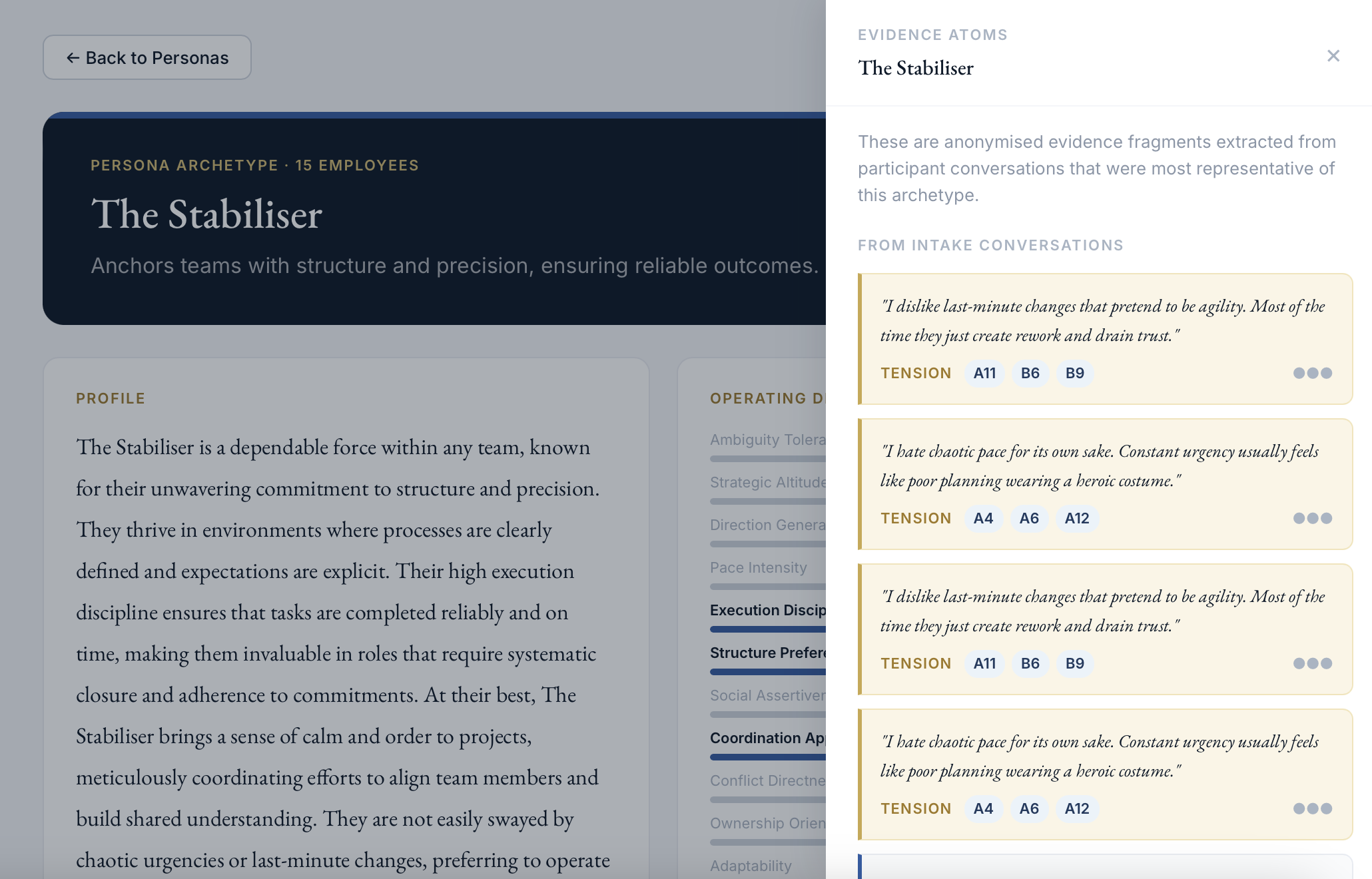 Personas evidence-backed profile